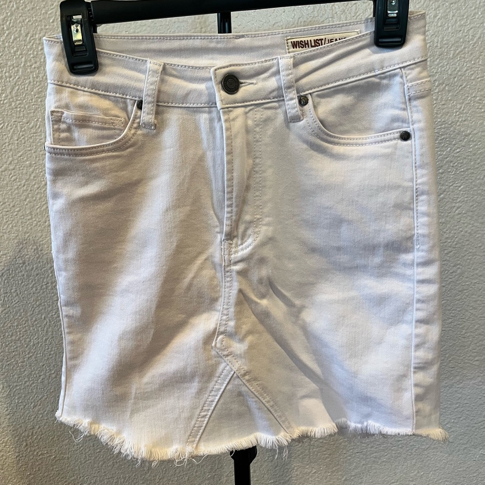 White Denim Mini Skirt